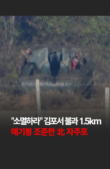 💥"소멸하라!"...애기봉 겨냥한 북 자주포
			
			경기 김포시 애기봉 전망대에서 불과 1.5km 떨어진 북한 황해도 개풍군 해안가 접경지역에 북한군 122mm 자주포가 전진 배치된 모습이 포착됐습니다. 🚨
			
			#북한 #자주포 #김포 #애기봉 #김여정 #경제 #한국경제신문